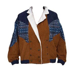 Sherpa Lined Geo pattern Corduroy Jacket
